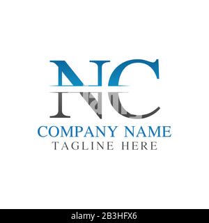 Initial Monogram Letter NC Logo Design Vector Template. NC Letter Logo Design Stock Vector