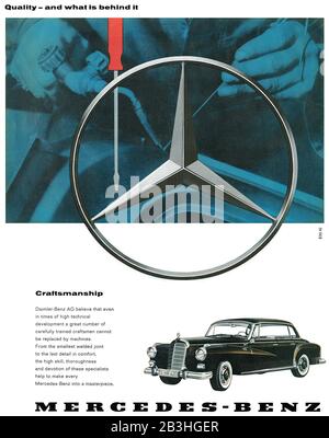 1961 advertisement for Daimler-Benz AG Mercedes-Benz motor cars. Stock Photo