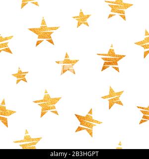 Gold stars seamless pattern. Trendy endless background with glittering stars. Vector Stock Vector