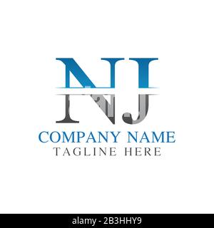 Initial Monogram Letter NJ Logo Design Vector Template. NJ Letter Logo Design Stock Vector