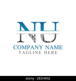 Initial Monogram Letter NU Logo Design Vector Template. NU Letter Logo Design Stock Vector