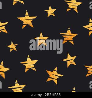Gold stars seamless pattern. Trendy endless background with glittering stars. Vector Stock Vector