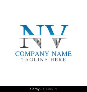 Initial Monogram Letter NV Logo Design Vector Template. NV Letter Logo Design Stock Vector