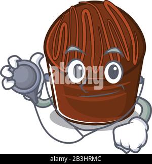 A mascot picture of chocolate candy cartoon as a Doctor with tools Stock Vector