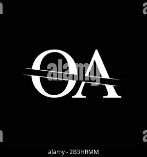Creative black letter OA o a logo with leading lines and road concept ...