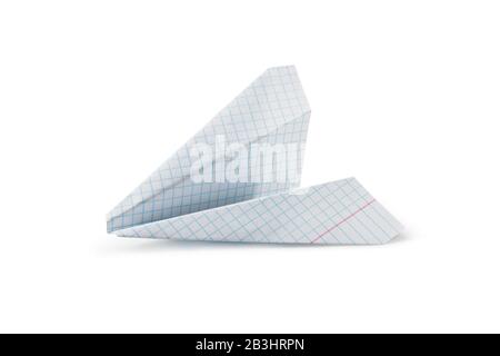 Children's paper airplane from the notebook sheet on mathematics Stock Photo