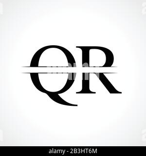 Initial Monogram Letter QR Logo Design Vector Template. Black Letter QR Letter Logo Design Stock Vector