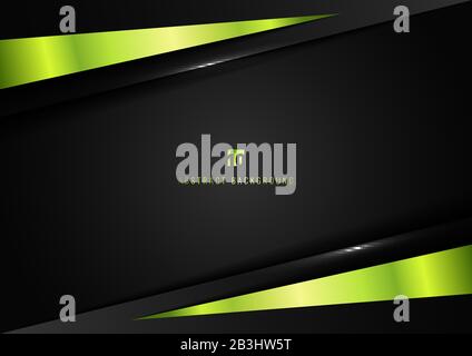 Template Corporate Concept Geometric Triangle green and Black Contrast on Dark Background. Vector Graphic Design Illustration Stock Vector