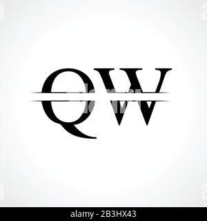 Initial Monogram Letter QW Logo Design Vector Template. Black Letter QW Letter Logo Design Stock Vector