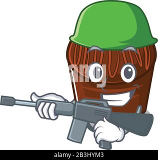 A cute picture of chocolate candy Army with machine gun Stock Vector
