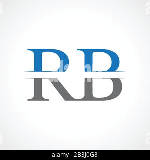 Abstract Letter RB Logo Design Vector Template. Creative Blue and Grey Colors RB Letter Logo Design Stock Vector