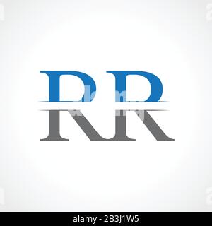 Creative blue letter RR R logo with leading lines and road concept ...