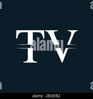 Initial Letter TV Logo Design Vector Template. Linked Typography TV Letter Logo Design Stock Vector