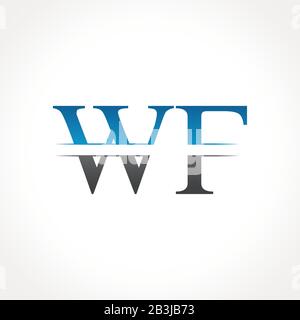 Initial WF Letter Linked Logo. Creative Letter WF Logo Design Vector Template Stock Vector