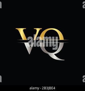 Creative Letter VQ Logo Vector Template With gold and Silver Color. VQ Logo Design Stock Vector