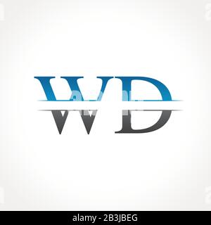 Initial WD Letter Linked Logo. Creative Letter WD Logo Design Vector Template Stock Vector