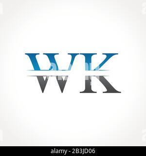 Initial WK Letter Linked Logo. Creative Letter WK Logo Design Vector Template Stock Vector