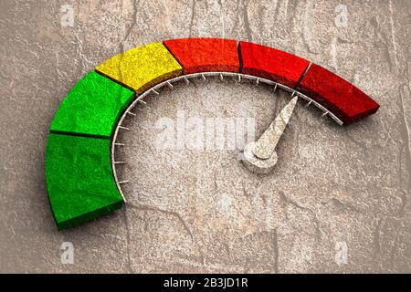 Concrete scale with arrow. The measuring device. Danger level indicator ...