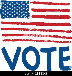 Election banner Vote 2020 with Patriotic American flag. Presidential elections 2020 banner Vector lettering Usa debate of president voting. Stock Vector