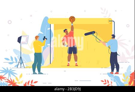 Basketball Player Posing for Photo and Shooting Stock Vector