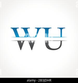 Initial WU Letter Linked Logo. Creative Letter WU Logo Design Vector Template Stock Vector