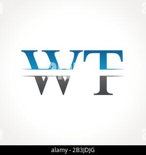 Initial WT Letter Linked Logo. Creative Letter WT Logo Design Vector Template Stock Vector