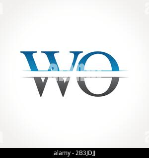 Initial WO Letter Linked Logo. Creative Letter WO Logo Design Vector Template Stock Vector