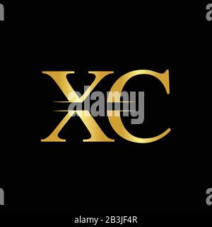 Creative Letter XC Logo Vector With Gold Color. Abstract Linked Letter XC Logo Design Stock Vector