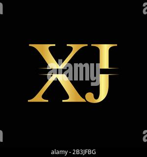 Creative Letter XJ Logo Vector With Gold Color. Abstract Linked Letter XJ Logo Design Stock Vector