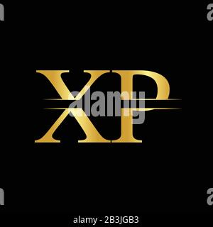 Creative Letter XP Logo Vector With Gold Color. Abstract Linked Letter XP Logo Design Stock Vector