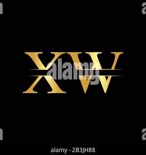 Creative Letter XW Logo Vector With Gold Color. Abstract Linked Letter XW Logo Design Stock Vector