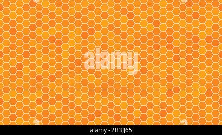 Orange honeycomb background for presentation. HD 16x9 vector seamless pattern. Stock Vector