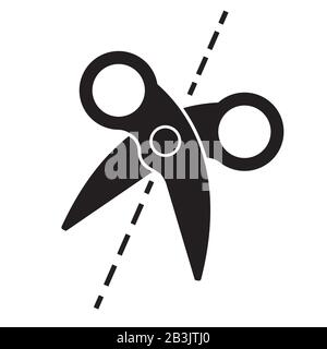 Vector scissors with cut lines isolated on white background Stock Vector