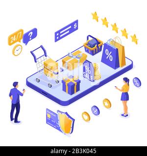 Isometric Online Internet Shopping Stock Vector