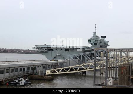 HMS Prince of Wales aircraft carrier at prince dock Liverpool   Credit : Mike Clarke / Alamy Stock Photo Stock Photo