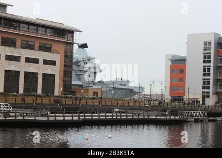 HMS Prince of Wales aircraft carrier at prince dock Liverpool   Credit : Mike Clarke / Alamy Stock Photo Stock Photo