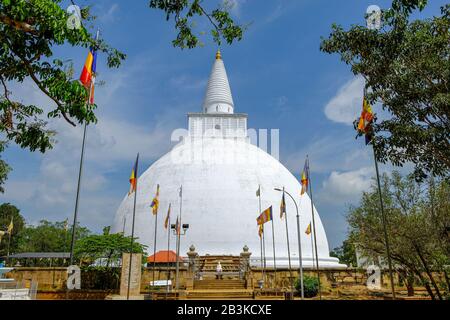 Anuradhapura, Sri Lanka - February 2020: Buddhist stupa Mirisavatiya Dagoba on February 6, 2020 in Anuradhapura, Sri Lanka.