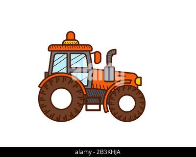 Red tractor icon isolated on white background - vector illustration Stock Vector