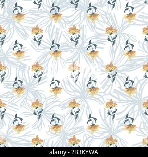 rows of yellow flowers seamless vector pattern Stock Vector