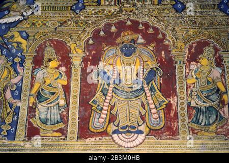 wall painting in tanjore at tamil nadu, India, Asia Stock Photo