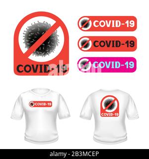 covid-19 stop coronavirus t-shirt sticker Stock Vector