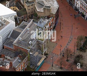 aerial view of The Guildhall Theatre in Derby Stock Photo