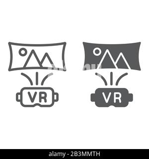 Virtual reality line and glyph icon, technology and vr, vr glasses sign, vector graphics, a linear pattern on a white background, eps 10. Stock Vector