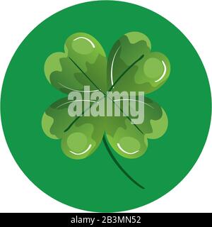 clover of four leafs in frame circular icon Stock Vector