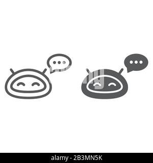 Chatbot line and glyph icon, technology and bot, chatterbot sign, vector graphics, a linear pattern on a white background, eps 10. Stock Vector