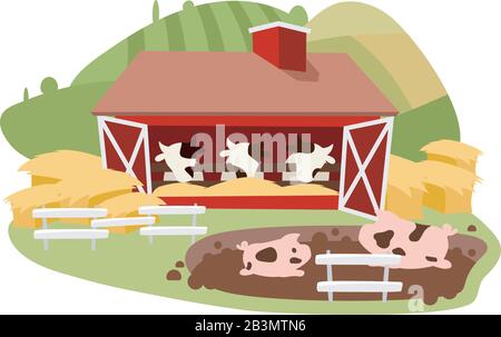 Vector illustration of hay bales and a fence Stock Vector Image & Art ...