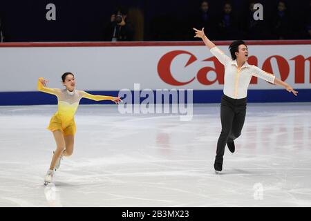 Yuchen WANG & Yihang HUANG from China, during Pairs Short Program at the ISU World Junior Figure Skating Championships 2020 at Tondiraba Ice Hall, on March 04, 2020 in Tallinn, Estonia. Credit: Raniero Corbelletti/AFLO/Alamy Live News Stock Photo