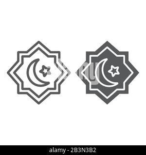 Rub El Hizb line and glyph icon, ramadan and islam, islamic star sign, vector graphics, a linear pattern on a white background, eps 10. Stock Vector
