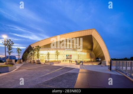 Musashino Forest Sport Plaza, designed by architectural firm Nihon Sekkei, Chofu, Tokyo, Japan, Asia Stock Photo