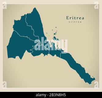 Modern Map - Eritrea with all states map Stock Vector